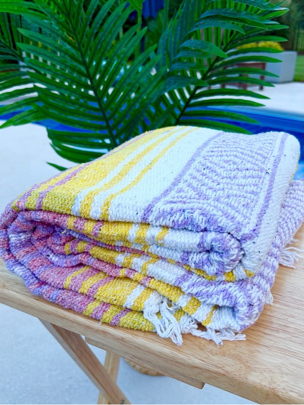 Mexican Falsa Blanket – Woven Striped Serape Throw with Fringe - Picture 3 of 10